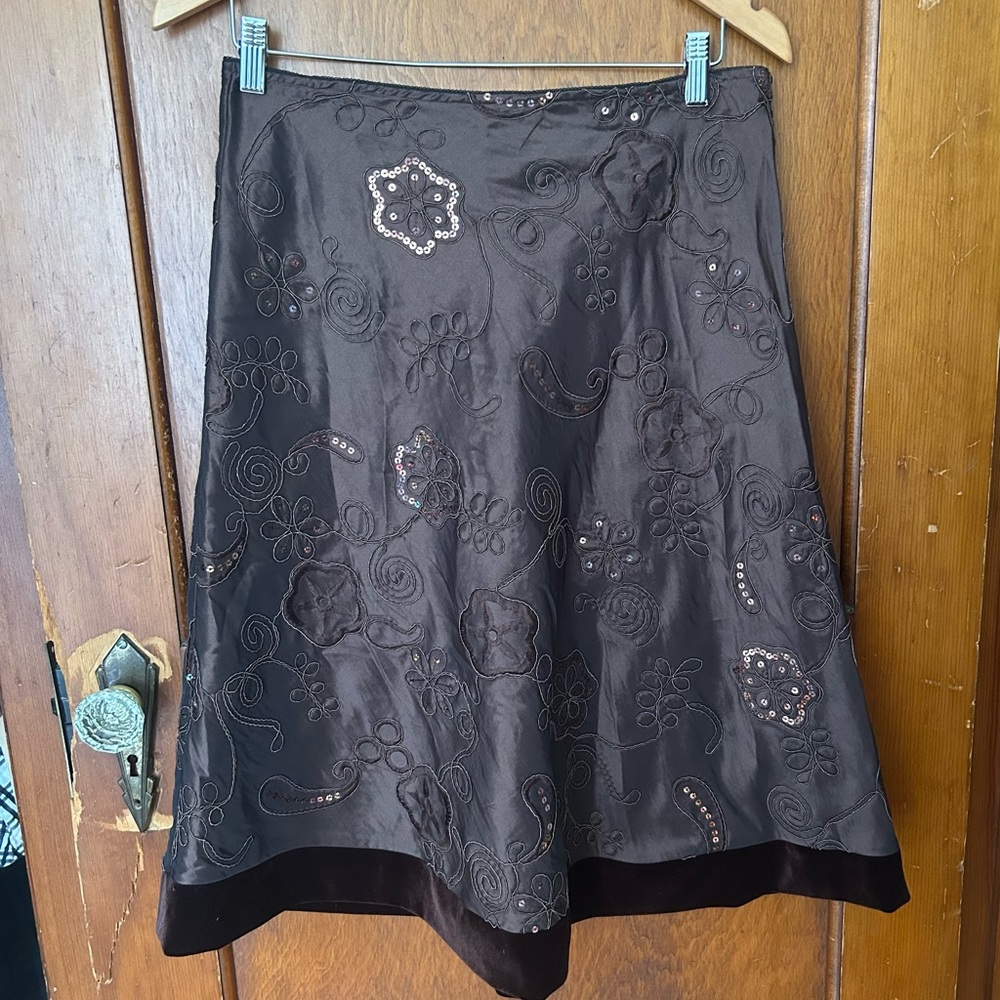 MSK brown sequin skirt